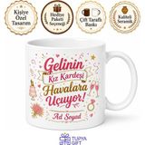 Tupya Gift Gelinin Kız Kardeşi Düğün Heyecanı Esprili Kutlama Hediye Kupa Bardak - Adet - Beyaz