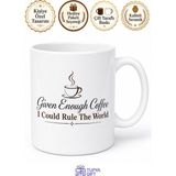 Tupya Gift Given Enough Coffee I Could Rule The World Temalı Ingilizce Kahve Kupası Hediye Bardak - Adet - Beyaz