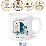 Tupya Gift Göz Hastalıkları Uzmanına Hediye Keskin Görüş Lazer Gözlük Temalı Kupa Bardak - Adet - Beyaz