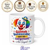 Tupya Gift Güldüren Esprili Karakter Ortamın Neşesi Palyaço Maskesi Kupa Bardak Hediye - Adet - Beyaz