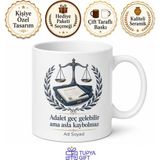 Tupya Gift Hak Arayanlara Savunma Dosyası Adalet Terazisi Kupa Bardak Hediye - Adet - Beyaz