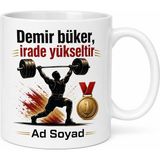 Tupya Gift Halterciye Koparma Silkme Altın Madalya Ağır Yük Halter Barları Hediye Kupa - Adet - Beyaz