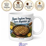 Tupya Gift Hamsi Tava Temalı Karadeniz Kupası Baskılı Porselen Kupa Bardak Hediye - Adet - Beyaz