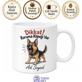Tupya Gift Havlayan Köpek Çizimli Dikkat Koruma Köpeği Sadık Dost Kupası Hediye Bardak - Adet - Beyaz