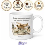 Tupya Gift Hobi Dergileri Kendin Yap Projeleri Maket Uçak Ahşap Boyama Kupa Hediye Bardak - Adet - Beyaz