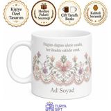 Tupya Gift Iğne Oyası Ustası Düğüm Düğüm Zarafet Çay Kupası Hediye Bardak - Adet - Beyaz