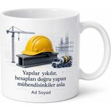Tupya Gift Inşaat Mühendisi Kupa Baret Şantiye Çelik Konstrüksiyon Hediye Bardak - Adet - Beyaz