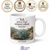 Tupya Gift Isimli Retro Araba Desenli Baskılı Kupa Bardak Kişiye Özel Hediye - Adet - Beyaz