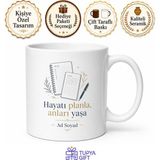 Tupya Gift Isme Özel Ajanda Temalı Baskılı Kupa Bardak Hediye Özel Tasarım - Adet - Beyaz