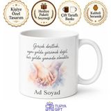 Tupya Gift Isme Özel Anlayışlı Arkadaşım Yazılı Kupa Bardak Hediye - Adet - Beyaz