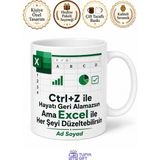 Tupya Gift Isme Özel Excel Sihirbazı Yazılı Komik Kupa Bardak Hediye - Adet - Beyaz