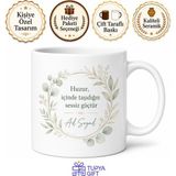 Tupya Gift Isme Özel Huzurlu Yazılı Kupa Bardak Kişiye Özel Hediye Porselen Mug - Adet - Beyaz