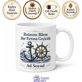 Tupya Gift Isme Özel Kaptan Yazılı Gemici Temalı Baskılı Kupa Bardak Hediye - Adet - Beyaz