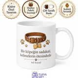 Tupya Gift Isme Özel Köpek Tasması Temalı Baskılı Kupa Bardak Köpek Severler Için Hediye - Adet - Beyaz