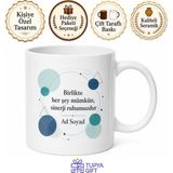 Tupya Gift Isme Özel Sinerji Yazılı Kupa Bardak Hediye Özel Tasarım Porselen Mug - Adet - Beyaz
