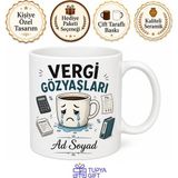 Tupya Gift Isme Özel Vergi Gözyaşları Yazılı Komik Muhasebeci Kupası Hediye Bardak - Adet - Beyaz