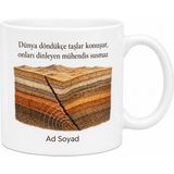 Tupya Gift Jeoloji Mühendisi Hediye Kupa Fay Hattı Yer Kabuğu Tasarım Seramik Bardak - Adet - Beyaz