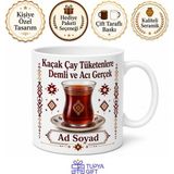 Tupya Gift Kaçak Çay Tüketenlere Demli ve Acı Gerçek Doğu Anadolu Kupası Hediye Bardak - Adet - Beyaz