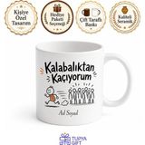 Tupya Gift Kalabalıktan Kaçıyorum Yazılı Komik Kupa Bardak Esprili Hediye - Adet - Beyaz