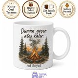 Tupya Gift Kamp Ateşi Duman Altı Isli Orman Kupası Kamp Hediye Bardak - Adet - Beyaz