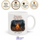 Tupya Gift Kamp Severlere Kamp Ateşi Temalı Baskılı Porselen Kupa Bardak Aile Hediye