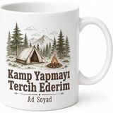 Tupya Gift Kamp Yapmayı Tercih Ederim Temalı Kamp Kupası Kahve Bardağı Hediye - Adet - Beyaz