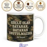 Tupya Gift Kamuflaj Desenli Baskılı Kupa Bardak Hediye Askeri Desen Porselen Mug - Adet - Beyaz