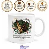 Tupya Gift Karadeniz Horonu Kemençe Tulum Ritimleri Coşku Baskılı Porselen Kupa Bardak Hediye - Adet - Beyaz