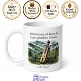 Tupya Gift Karadeniz Uşaklarına Özel Kemençe ve Yayla Temalı Hediyelik Kupa Bardak - Adet - Beyaz