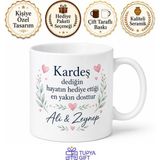Tupya Gift Kardeş Isimleri Yazılı Özel Tasarım Baskılı Kupa Bardak Hediye Kardeşe - Adet - Beyaz