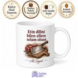 Tupya Gift Kasaplara Hediye Satır ve Et Tahtası Temalı Usta Kupası Baskılı Kupa Bardak