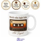 Tupya Gift Kaset Tasarımlı Retro Baskılı Kupa Bardak Nostaljik Hediye - Adet - Beyaz