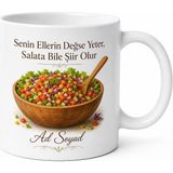 Tupya Gift Kaşık Salata Yapan Annelere Ince Doğranmış Sulu Salata Kupa Bardak Hediye - Adet - Beyaz