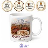Tupya Gift Kayseri Erciyes Pastırma Sucuk Mantı Temalı Kupa Bardak Hediye