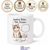 Tupya Gift Kedisiyle Konuşanlara Kedice Bilen Insan Miyav Sohbetleri Kupa Bardak Hediye - Adet - Beyaz