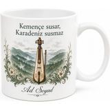 Tupya Gift Kemençe Temalı Karadeniz Kupası Baskılı Porselen Kupa Bardak Hediye - Adet - Beyaz