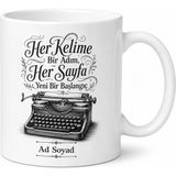 Tupya Gift Kendi Hikayeni Kendin Yaz Daktilo Desenli Yazar Ruhlu Kupa Bardak Hediye - Adet - Beyaz
