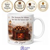 Tupya Gift Kestaneciye Hediye Sıcak Kış Akşamları Kömür Ateşi Nostalji Baskılı Porselen Kupa Bardak - Adet - Beyaz