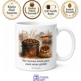 Tupya Gift Kestaneciye Hediye Soba Üstü Çizik Kestane Kese Kağıdı Kış Nostaljisi Kupa Bardak - Adet - Beyaz