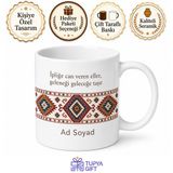 Tupya Gift Kilim Dokuyucusu Kök Boya Geometrik Motif İsim Yazılı Kupa Bardak Hediye