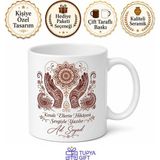 Tupya Gift Kına Gecesi Hediye Kupa Hint Kınası Desenleri Avuç Içi Sanat Geline Özel Bardak - Adet - Beyaz