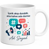 Tupya Gift Kişiye Özel Isimli Sosyal Medya Yöneticisi Tasarımlı Ofis Kahve Kupası Seramik Hediye - Adet - Beyaz