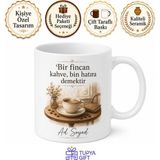 Tupya Gift Kişiye Özel Kahve Masası Baskılı Kupa Bardak Isimli Hediye - Adet - Beyaz