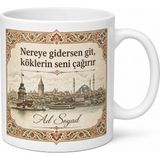 Tupya Gift Kişiye Özel Memleket Temalı Retro Baskılı Kupa Bardak Isimli Hediye - Adet - Beyaz