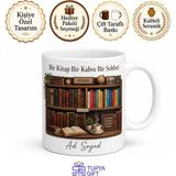 Tupya Gift Kitapçı Raflar Arasında Eski Kitap Yeni Çıkanlar Edebiyat Sohbeti Kupa Bardak Hediye - Adet - Beyaz