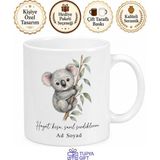 Tupya Gift Koala Figürlü Sevimli Tasarım Baskılı Kupa Bardak Hediye Porselen Mug - Adet - Beyaz