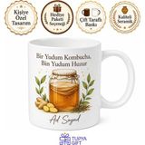 Tupya Gift Kombucha Çayı Sevenlere Fermente Mantar Çayı Yeni Trend Kupa Bardak Hediye - Adet - Beyaz
