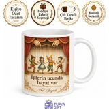 Tupya Gift Kukla Tiyatrosu Yapanlara Ipleri Elinde Tutan Sanatkar Neşesi Kupa Bardak Hediye - Adet - Beyaz