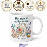 Tupya Gift Kumaş Boyama Bez Çanta Tasarımı Kumaş Kalemi Kendin Yap Moda Kupa Hediye Bardak - Adet - Beyaz