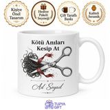 Tupya Gift Kumaş Makası Kesim Çizimli Kötü Anıları Kesip Atan Kararlı Kupa Hediye Bardak